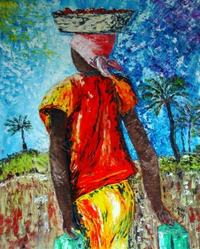femme dans les textures Afriqueine Peinture à l'huile